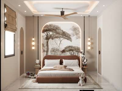 #MasterBedroom  #BedroomDesigns  #WALL_PANELLING  #FalseCeiling  #customized_wallpaper  #WoodenBeds