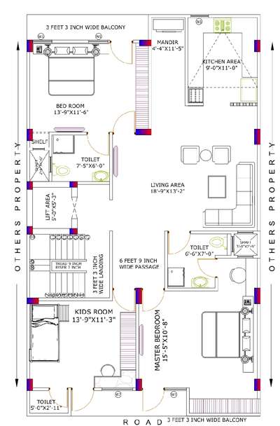 3 BHk house layout plan  #InteriorDesigner #Architect #LayoutDesigns