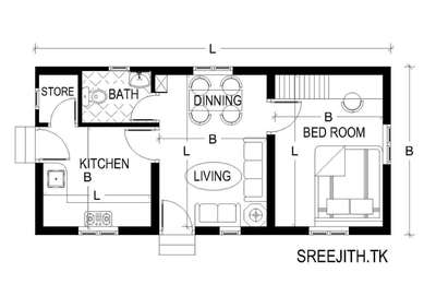 350 sqft 1 bhk house plan.