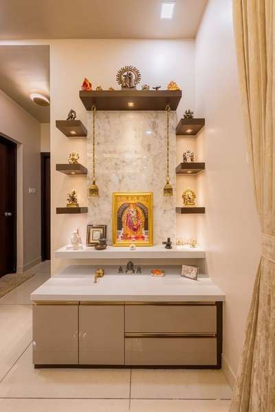 Mandir design in home. Quality wood or laminate finish.
 #mandir  #mandirdesign  #mandirshutter  #drawingroom  #mandirdesigns