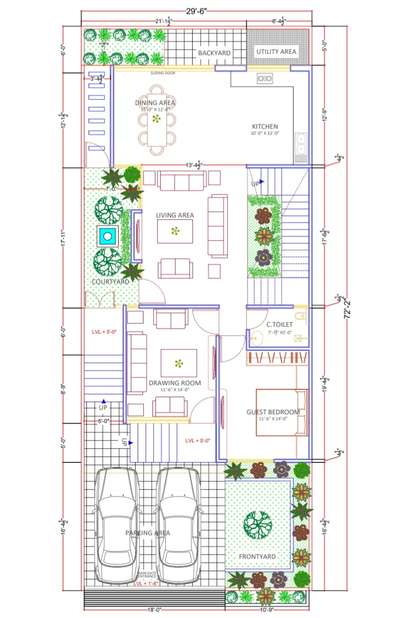 29'-6"*72'-2"
West facing
duplex layout 
Ground floor 
 #layoutfloor  #Architectural&Interior