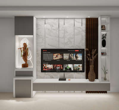 Tv unit with mandir 
 #tvunits  #LivingRoomTV  #templedesing  #ledpanel