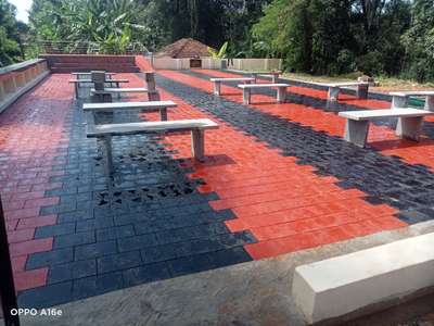 new work stone bench at park