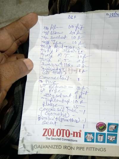 Pls provide quotation for the plumbing material needed. The list is attached.