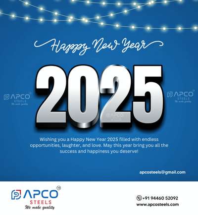 "Wishing you a Happy New Year from APCO STEELS!"