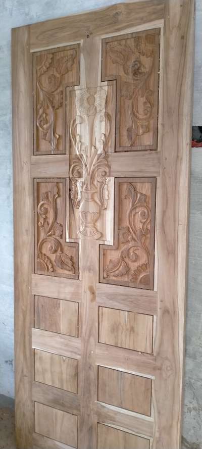 single door with wood carving