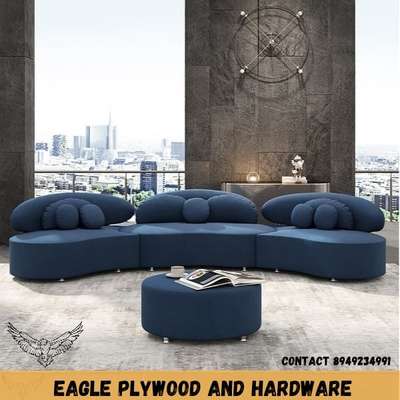 Modern 7-Seat Sofa Curved Sectional Modular Blue Velvet Upholstered With Ottoman #LivingRoomSofa  #NEW_SOFA #LUXURY_SOFA #sofaset #FlooringSolutions #funitures #Plywood #LandscapeIdeas #SmallRoom #sofadesign