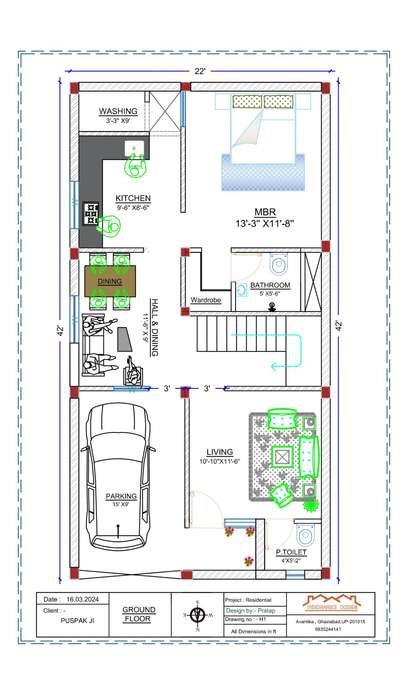 Floor Plan
#22x42plan 
#detaileddesign #architecturedesigns #Architectural&Interior #FloorPlans #FloorPlansrendering #elevation_ #elevationideas #detailing #3DPlans #houseplan #2DPlans #freehomeplans #viralkolo #koloapp