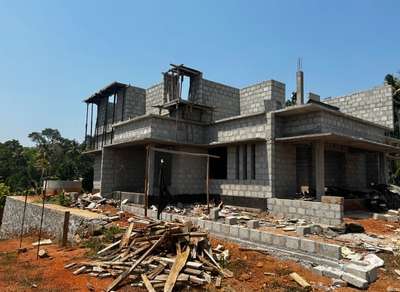 Ongoing project at Mammoodu,Kottayam 
 #ContemporaryHouse 
 #keralaarchitectures