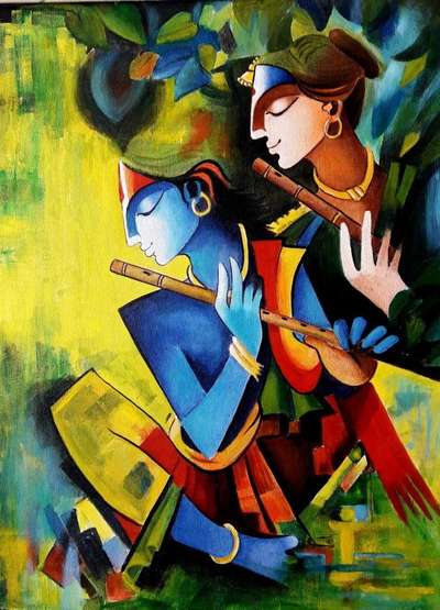 Radha-Krishna Painting🥀   #art  #painting  #interiors  #interiordesigner  #artist