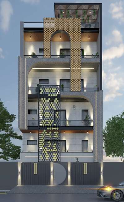 Exterior elevation 
 #fasade  #exterior_Work  #exteriordesigns  #profilelights  #Pargola