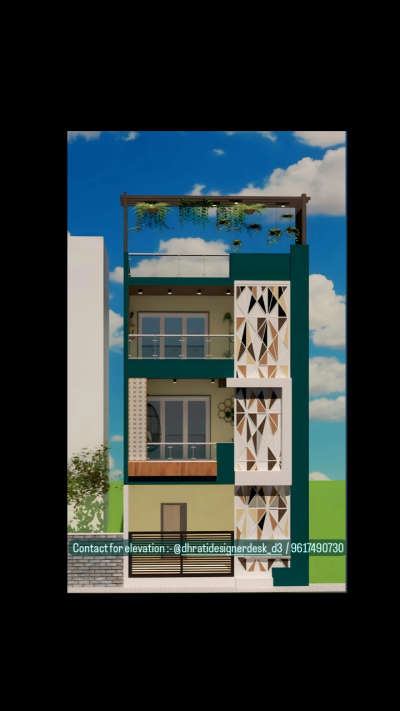 3D ELEVATION(G+2)
East facing 
.
.
.
Perfect solution for: 
-Planning
-Interior design
-Elevation design 
-3d Rendering 
.
.
.
Contact number:-
9617490730
.
.
Follow me @dhratidesignerdesk_d3
@dhratisinghai 
.
.
.
Contact for:
#floorplan#planning #interior #design #home#decor#unique#landscape #furniture #desiginspiration #architecture #homemade #art #architect #housedesign #ElevationHome  #3dhouse