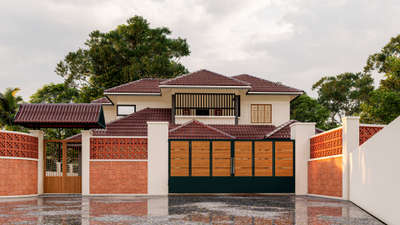 boundary wall with gate design #boundarywalls  #boundarywallconstruction  #gatestructure  #gateDesign  #ElevationHome  #veed  #architecturedesigns
