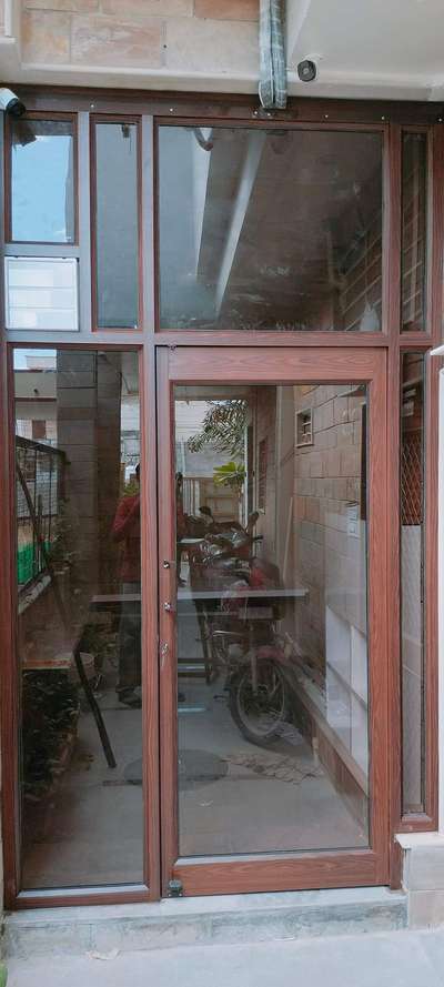 #wood finish aluminium partition