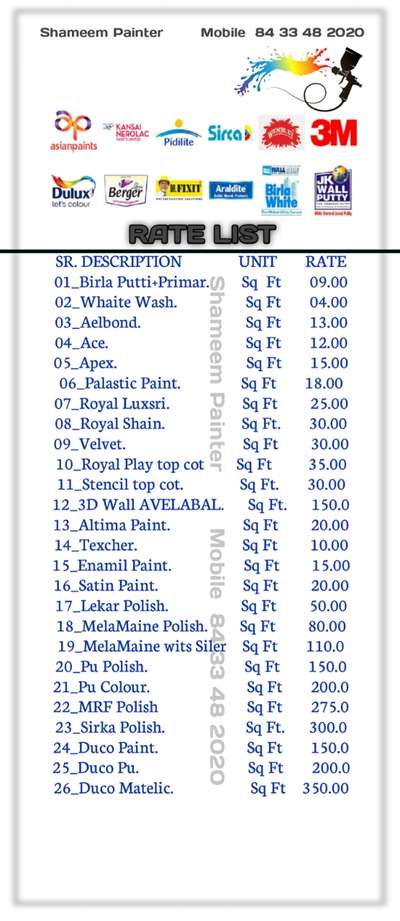 Rate List