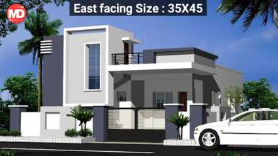 Fornt elevation of 35X45 East facing home 🏡
#manojdesign 
#homeplan