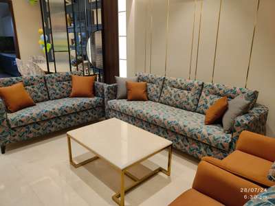 completed interiors in gurugram. 
we used onyx stone with SS pvd coated tables and side tables with high end luxury fabric for sofa and chairs. #InteriorDesigner 
#LivingroomDesigns