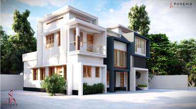 proposed Two Storey villa @ kollam #two-story #FlatRoof #modernhome