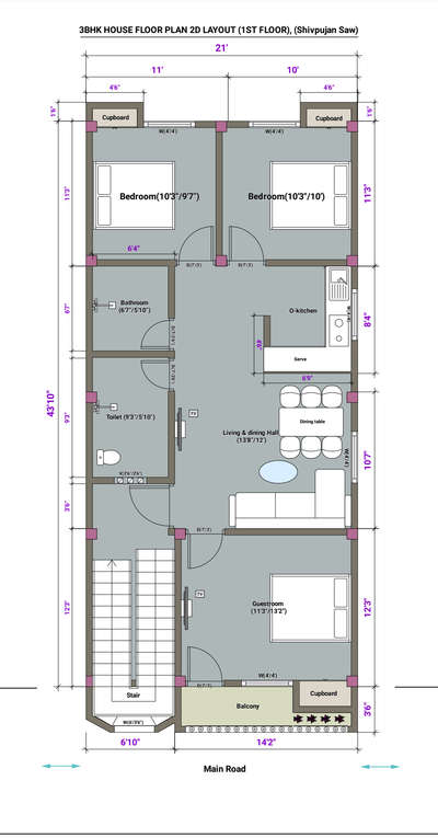 3BHK laxury villa Plan best on aerodynamic Home design