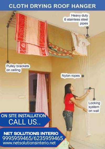 cloth drying ceiling hangers
SS 304 rode and nylon rope