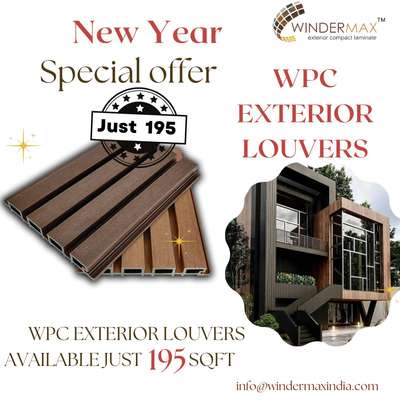 New year Special offer.
WPC Exterior Louvers Just 195 Per sqft.
.
#aluminiumlouvers #aluminium #Exterior #wpcinterior #louvers #elevation #Interiordesigner #Frontelevation #modernexterior  #Home #Decor #louvers #interior #aluminiumfin #fins #wpc #wpcpanel #wpclouvers #homedecor  #elevationdesign #architect #interior #exteriordesign #architecturedesign #fin #interiordesigner #elevations #drawing #frontelevation #architecturelovers #home #aluminiumfins
.
.
For more details our all products please visit websites
www.windermaxindia.com
www.indianmake.co.in 
Info@windermaxindia.com
or call us on 
8882291670 9810980278

Regards
Windermax India