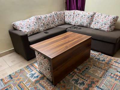L shape sofa with 2 puffy and 2 ottoman #sofa  #interior design  #furnitures