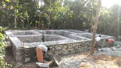 Foundation works with Bottom belt&colomns support for filled/loose soil plot. above basement will come another normal belt and both belts connected with colomns
