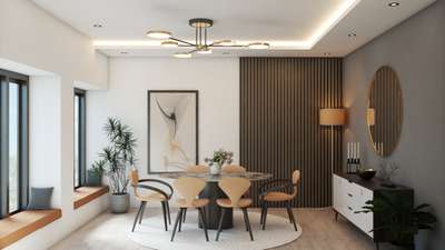 Dine in style with our elegant dining room design. Featuring a harmonious blend of luxurious materials, modern lighting, and sophisticated decor, this space is perfect for both intimate dinners and grand gatherings. 
 
#DiningRoomGoals #InteriorInspiration  #RoundDiningTable  #diningroomdecor  #diningarea