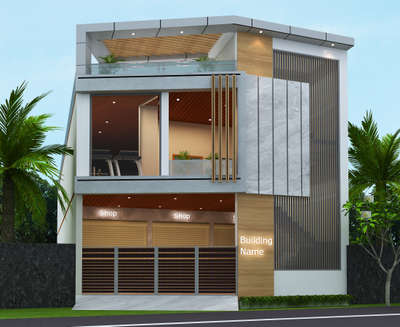 Commercial building elevation.
 #modernarchitecturedesign 
#3D_ELEVATION