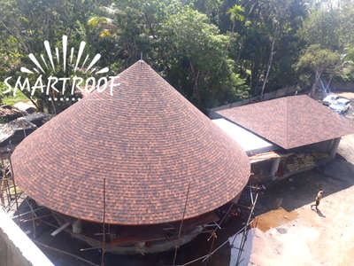 Circular Roof with Shingles... Roof Type - GI Truss work, 12mm Cement Board & Singles
Support Structure Brick work 

#shingles #RoofingShingles #truss #HouseRenovation #rooftiles