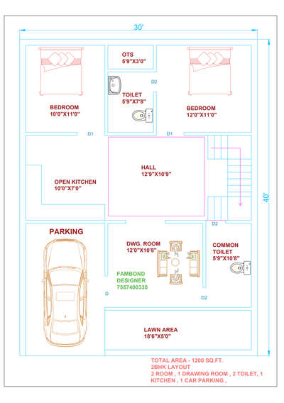 1200 Sq. Ft. Area House Plan