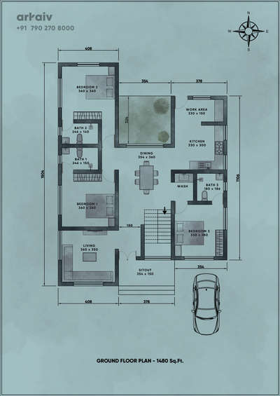 Ground Floor Plan
 #floorplan  #SouthFacingPlan  #3BHKPlans