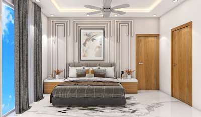 Designing a bedroom interior involves creating a space that is both functional and aesthetically pleasing, tailored to the individual's preferences and needs. The layout should optimize space utilization while promoting relaxation and restfulness.Color plays a crucial role in setting the mood; soft, calming hues like pastels or neutrals are often preferred for bedrooms to induce a sense of tranquility. Textures, such as plush rugs or velvet throw pillows, add depth and coziness to the room.Furniture selection should prioritize comfort and functionality. A comfortable bed with quality bedding is the focal point, complemented by nightstands for storage and convenience. Ample lighting, including overhead fixtures, bedside lamps, and possibly a cozy reading nook with a floor lamp, ensures versatility for different activities.Personal touches, such as artwork, photographs, or decorative items, infuse the space with personality and warmth.