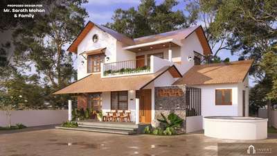 Residence for Mr sarath mohan 
 #HouseDesigns  #tropicalhouse  #modernminimalism  #ElevationHome  #LandscapeIdeas  #WallDecors  #4DoorWardrobe  #BalconyGarden  #WoodenBalcony  #TeakWoodDoors  #SlidingWindows  #DoubleHungWindows  #WoodenKitchen  #WoodenBeds