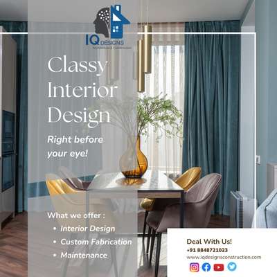 CLASSY INTERIOR DESIGN RIGHT BEFORE YOUR EYE !
IQ DESIGNS & CONSTRUCTION
Contact Us : +91 8848721023
 #kerela #trivandrum #constrution #home #shorts #iqdesigns #iqconstruction