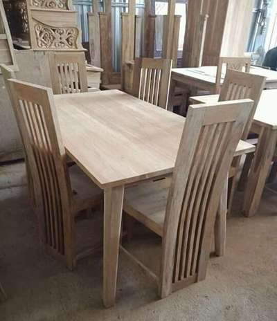 सागवान लकड़ी डाइनिंग टेबल कुर्सी