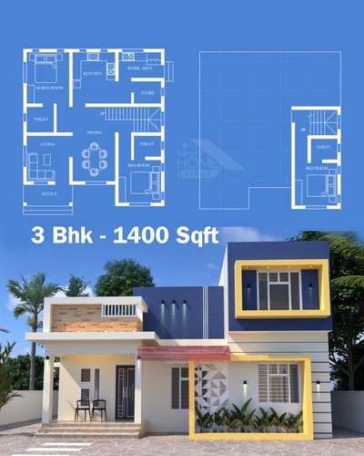 3 Bhk 1400 Sqft
East Facing 
Construction Cost: 30 Lakhs

 #FloorPlans  #3Delevation #budjecthomes #plans