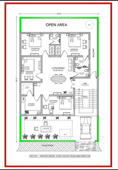 40x63 East facing house plan design according to vastu  #manojdesignhub #gharkanaksha