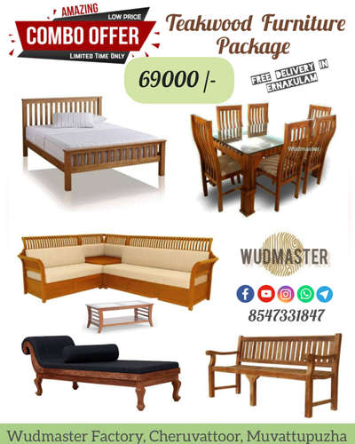 Super Sale. Adipoli Furniture Combo offer. Teakwood Furniture. free delivery in ernakulam.
#furnitures #familycotbed #cornersofaset #diwancot #DiningTable #DiningChairs #Centretable #freedelivery #kerala #hotoffer #custommade