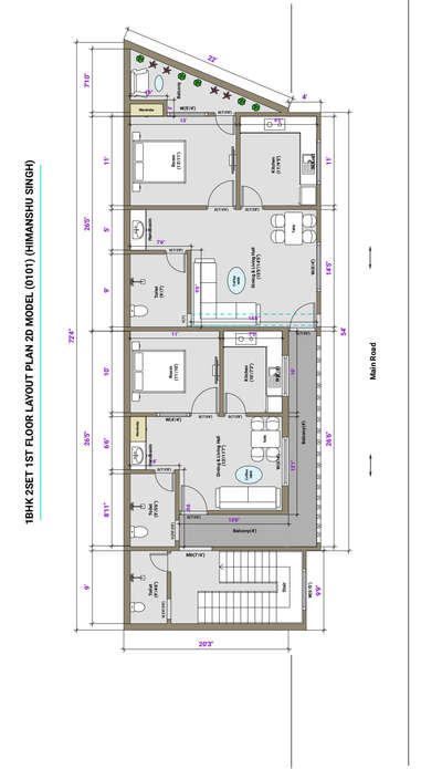 1BHK & 2BHK FIRST FLOOR HOUSE FLOOR PLAN LAYOUT 2D