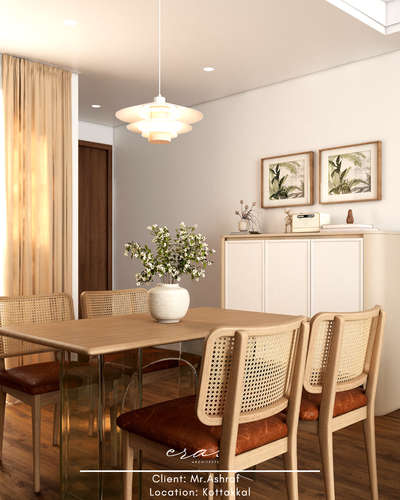 Warm tones and minimal vibes ✨
.
.
.
.
.
 #Dining/Living  #diningarea  #interiordesign  #design  #style#minimal  #diningroom  #diningdesign  #kerala #malappuram
