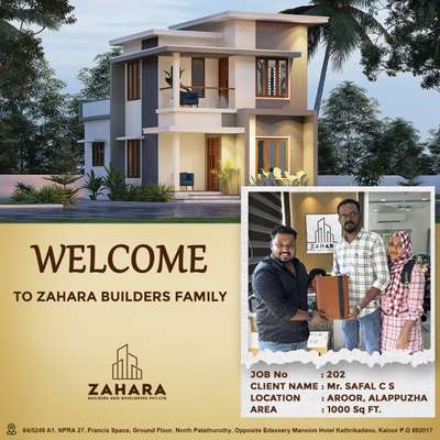 It's our great pleasure to welcome you onboard
Mr. Safal C S
Zahara Builders And Developers Pvt.Ltd

 ✅Home Loan Assistance 
 ✅ High Quality Materials.
 ✅Experienced Workers
 ✅Interior & Exterior Works
 ✅Weekly Reports
 ✅Free plan and 3D Elevation 
 Ph: 8714135777 #KeralaStyleHouse #keralaplanners #keralahomeplans