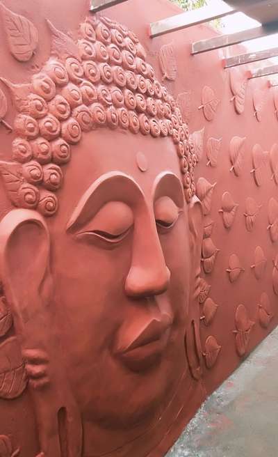 Buddha and leaves 
size:w 20 feet x H 11 feet 
 #buddha  #buddhastatue  #buddhawallpers  #buddhastatues  #InteriorDesigner  #Architectural&Interior  #interiores  #teracotta  #terracottaart