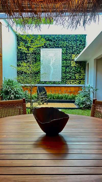 One Courtyard wall beautified with Technowall® vertical garden system in a newly  built bungalow at Kottakkal.