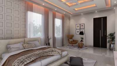 ✨ LUXURY MASTER BEDROOM DESIGN ✨

Designed this modern bedroom with a focus on comfort, elegance and warm lighting. The neutral colour palette, panelled wall and layered ceiling create a calm and luxurious atmosphere.

Key Design Highlights:

✔ Custom panelled feature wall with ambient lighting
✔ Floating TV unit for a sleek modern look
✔ Warm cove lighting ceiling design
✔ Cozy reading corner with lounge chair
✔ Large windows with sheer curtains for natural light
✔ Minimal yet elegant furniture styling

A bedroom should feel like a private luxury retreat, and this design focuses on creating exactly that.

📌 Available for:
• Interior Design
• 3D Rendering
• Space Planning
• Residential Interiors

📩 DM for design consultation.

#interiordesign   #bedroomdesign   #luxurybedroom  #moderninterior  #3drender  #interiorvisualization  #homeinterior  #interiorideas  #designerbedroom  #luxuryinterior  #residentialdesign  #interiordesignerindia  #interiorvisualization  #homeinteriordesign