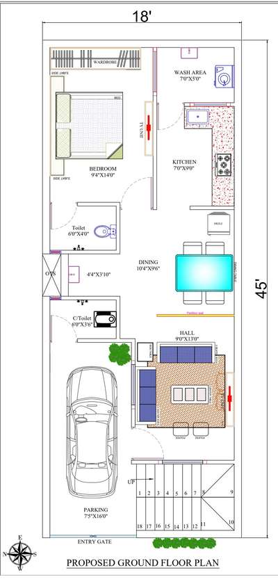 18 x45 ground floor plan #2DPlans #planning # #contact me