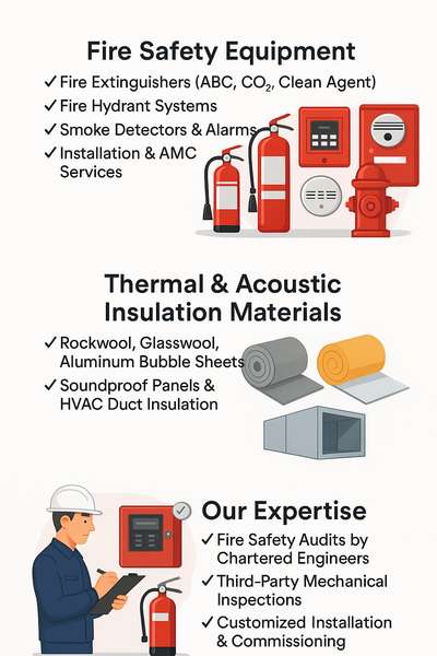 Shubh Enterprises is a trusted name in the field of industrial safety, fire protection, and insulation solutions, based in Jaipur, Rajasthan. With a strong commitment to safety, compliance, and quality service, we offer a comprehensive range of fire protection systems, insulation materials, personal protective equipment (PPE), and AMC (Annual Maintenance Contract) services.

Our offerings include fire extinguishers, sprinklers, detectors, fire hydrant systems, fire alarm systems, safety signage, and industrial insulation products. We also specialize in refilling, repairing, and maintaining all types of fire protection systems to ensure continued compliance and operational safety for our clients.

With years of experience and a growing clientele across industrial, commercial, and institutional sectors, Shubh Enterprises is dedicated to delivering end-to-end fire safety and insulation solutions with professionalism, integrity, and reliability.