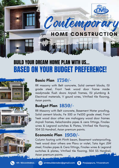 choice is yours
Build your Dream Home with us
We build it for you within your Budget
For more details please contact us on
9544494844

 #HouseConstruction 
 #ContemporaryDesigns 
 #ContemporaryHouse 
 #Contractor 
 #HouseConstruction 
 #HouseRenovation 
 #HouseDesigns 
 #housedesigner 
 #KitchenRenovation 
 #planner 
 #house_planning 
 #Designs 
 #InteriorDesigner 
 #Architectural&Interior
