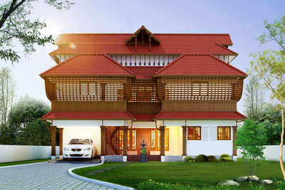 #KeralaStyleHouse #TraditionalHouse #slopedroof #frontElevation