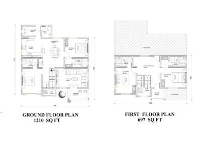 4bhk
groundfloor:1210sqft
firstfloor:697sqft
total 1907sqft
 #2DPlans #4BHKPlans #below1500sq